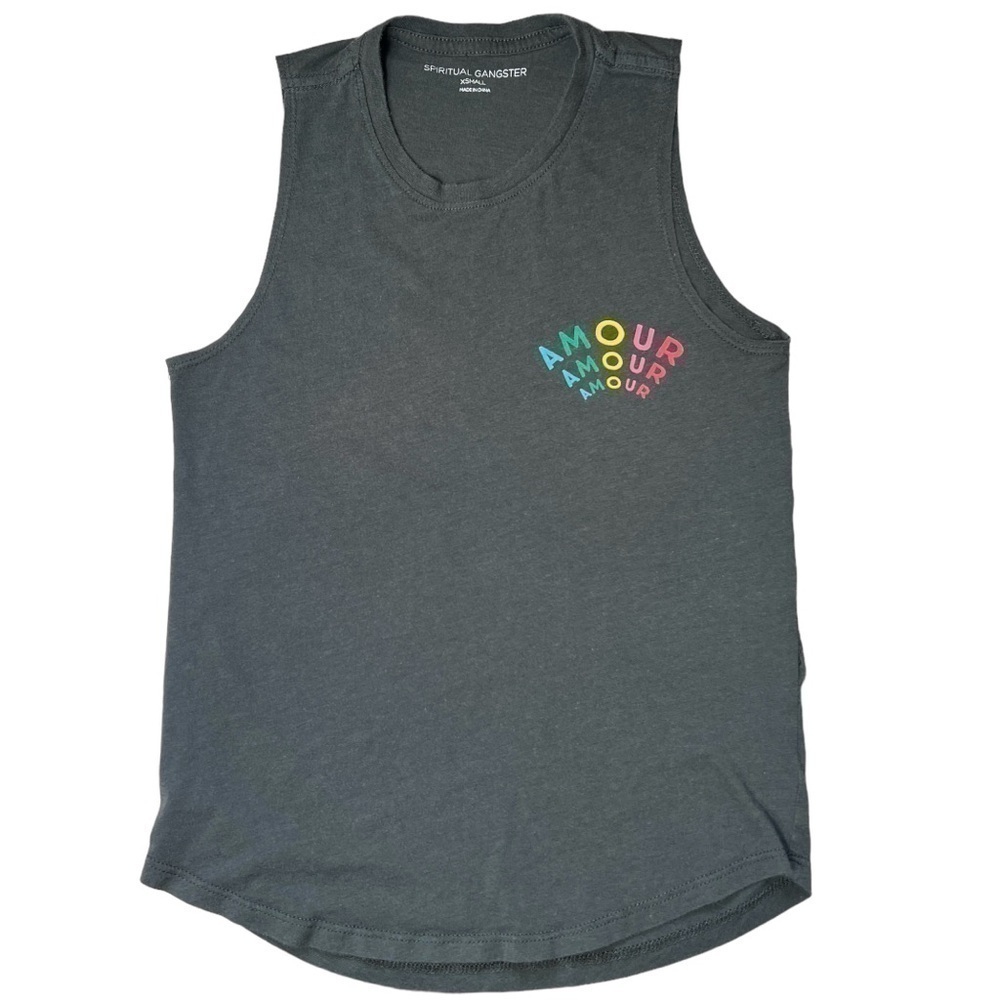 Spiritual Gangster Amour Muscle Tank Vintage Black Active Workout Yoga Gym - Picture 3 of 8